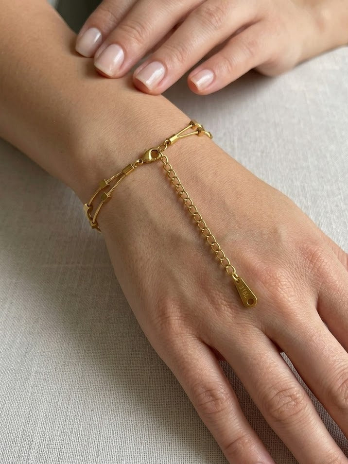 Double-Layered Minimalist Gold Snake Chain Bracelet