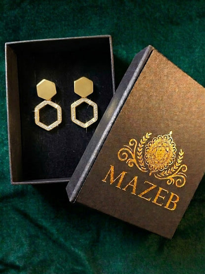 Hexagon Halo Crystal Stud Earrings