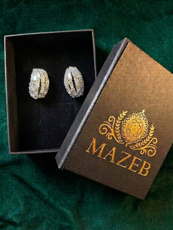 Icy Baguette Triple-Row Glamour Hoops