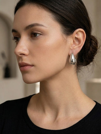 Liquid Silver Sculptural Teardrop Earrings