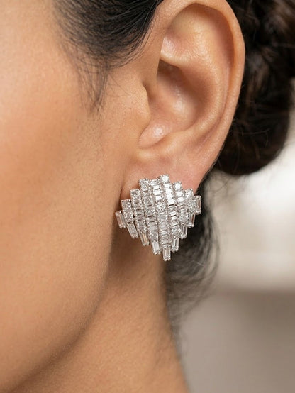 Majestic Baguette Crystal Shield Studs