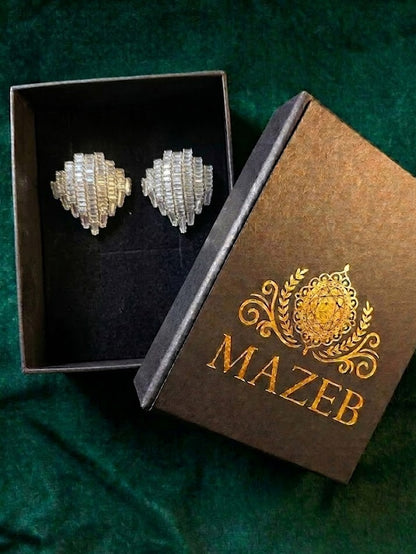 Majestic Baguette Crystal Shield Studs