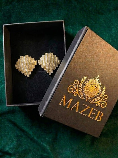 Gilded Majesty Baguette Crystal Shield Studs