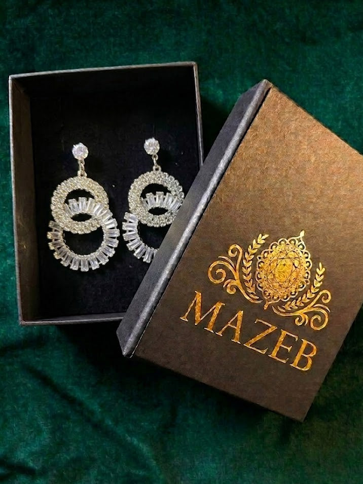 Silver Symphony Interlocking Crystal Drop Earrings
