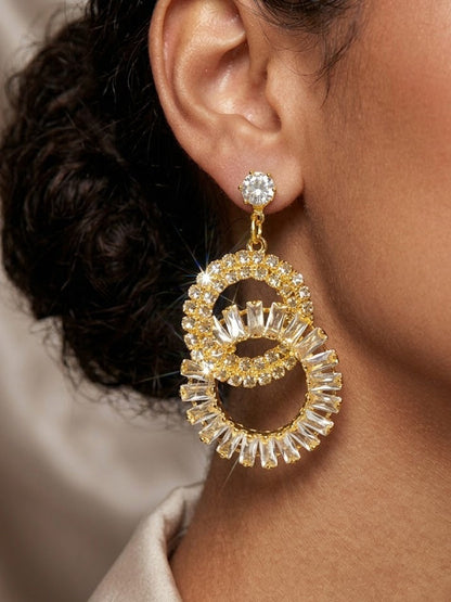 Golden Halo Interlocking Crystal Drop Earrings