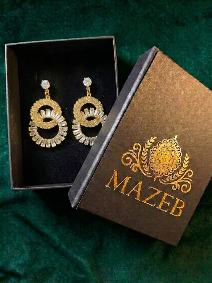 Golden Halo Interlocking Crystal Drop Earrings