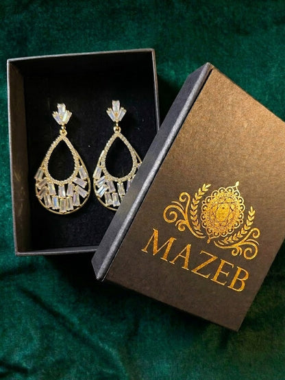 Gilded Grace Baguette Crystal Teardrop Earrings