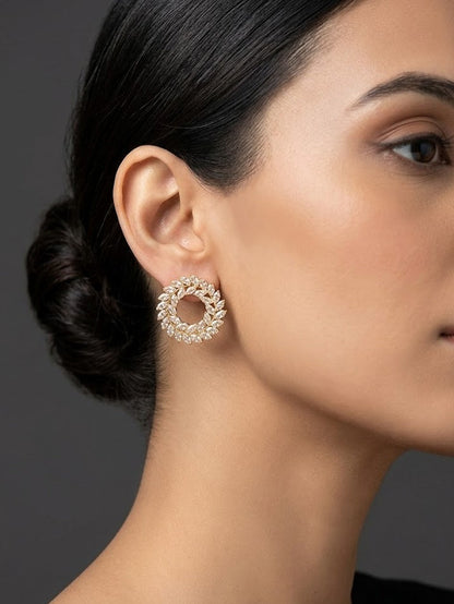 Golden Laurel Marquise Crystal Wreath Earrings