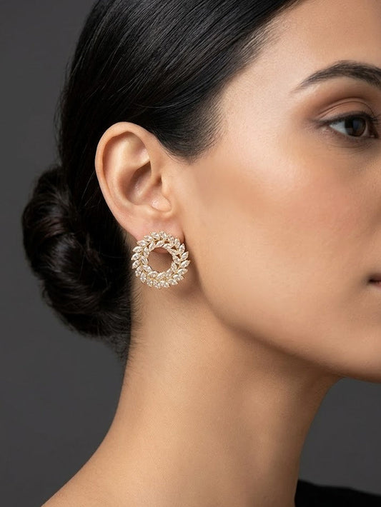 Golden Laurel Marquise Crystal Wreath Earrings