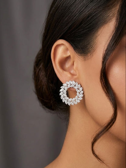 Silver Frost Marquise Crystal Wreath Earrings